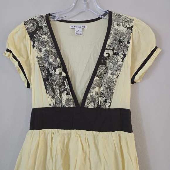 Forever 21 Vtg Womens Y2k Yellow‎ Dress Size Small Babydoll Cottagecore - Picture 5 of 7